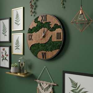 Reloj de Pared Mecánico 3D de Madera Rústica con Efecto Musgo, Hecho a Mano, con Números Romanos, Decoración de Pared de Madera Natural, Estilo Moderno para Casa de Campo - Product Image 3