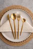 Ensemble de couverts en acier inoxydable doré design, 4 pièces, avec manche en spirale, cuillère, fourchette, couteau, vaisselle de luxe pour dîner, fête, mariage