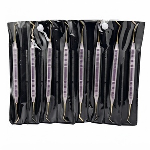 Kit de 8 spatules dentaires en résine composite, avec poignée moletée argentée, ensemble d'instruments manuels certifiés CE - Product Image 1