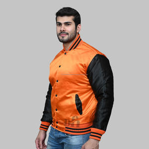 Chaquetas unisex personalizadas de satén al por mayor Varsity Letterman chaquetas de béisbol hombres mujeres MOQ bajo chaqueta de satén a prueba de viento soporte nuevo diseño - Product Image 3