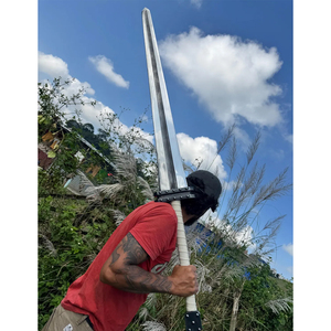 Épée longue surdimensionnée forgée à la main de 43 pouces, épée de collection artisanale de style fantastique, pièce de présentation, poignée enveloppée, fourreau inclus - Product Image 4