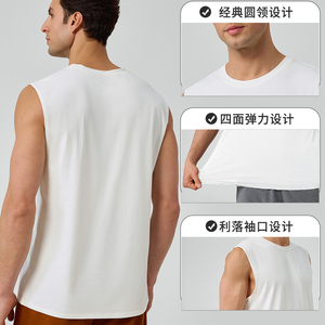 เสื้อกล้ามออกกำลังกายผู้ชายผ้าฝ้าย 100% ระบายอากาศได้ดี สำหรับฟิตเนสและออกกำลังกาย - Product Image 3