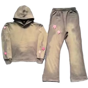 Logo personnalisé Vintage 100% coton français éponge polaire survêtements unisexe pantalons de survêtement à capuche Streetwear hiver Vintage survêtements - Product Image 1