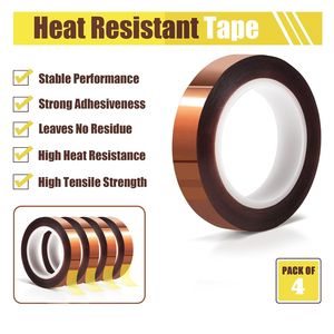 4 rouleaux de ruban adhésif résistant à la chaleur haute température 10 mm x 16 m (52 pieds) pour transfert thermique, sublimation, presse à chaud, vinyle, sans R - Product Image 2