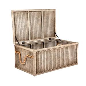 Braided Natural Rattan Chest <b>with</b> Lift-top Lid Coastal Boho Style Rattan <b>Storage</b> Trunk <b>Bench</b> for Bedroom Entryway or Living Room - Product Image 1