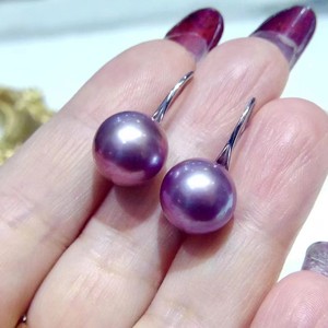Freshwater 11-12mm Round Edison <b>Pearl</b> <b>Earrings</b> Natural Mother of <b>Pearl</b> Fashion S925 Silver Jewelry - Product Image 3