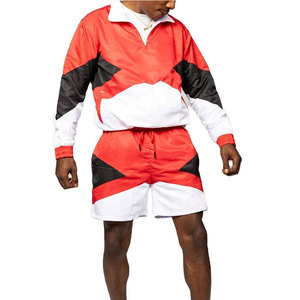 OEM Streetwear Fashion Quarter-<b>Zip</b> Windbreaker Jacket & Shorts Set Breathable Polyester Men's Performance Windbreaker Shorts Set - Product Image 5