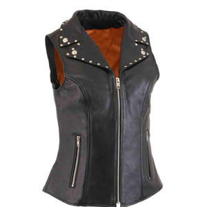 Chaleco de Cuero Genuino para Mujer VIBE SEWN, de Alta Calidad, Impermeable, Ecológico, Resistente al Viento, con Doble Botonadura, Cuello en V, Estilo Gótico - Product Image 5