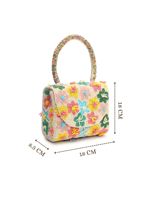 Tas Tangan Bohemian Mewah Bordir Tangan Bermotif Geometris Berhias Manik-Manik, Penutup Ritsleting, Untuk Semua Musim, Penggunaan Sehari-hari, Clutch Wanita Bahan Katun