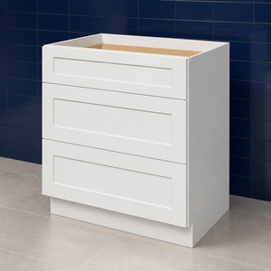 Meuble bas de rangement OEM 33 pouces blanc Shaker à 3 tiroirs RTA Vente en gros Usine Vietnam - Product Image 4