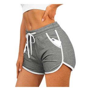 Shorts Deportivos de Cintura Alta para Mujer, Color Verde Azulado Sólido, con Bolsillos, Cierre con Cordón, Tejido de Punto Transpirable, Corte Regular - Product Image 3