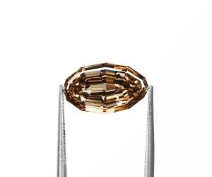 3.54 CT Champagne Fancy Vivid Color Laser <b>Drilled</b> Lab Grown <b>Step</b> Cut Oval Diamond IGI Certified Engagement & Wedding Ring - Product Image 1