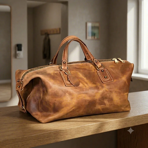 Sacs de voyage vintage en cuir véritable unisexe B S International, très demandés, durables, avec logo personnalisé, fermeture éclair, légers, 7 pouces - Product Image 5