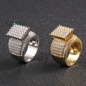 <b>Crown</b> Cocktail <b>Ring</b> 22k Gold Plated Moissanite Round Brilliant Cut Pave Setting Luxury Unisex Party Jewelry - Product Image 4