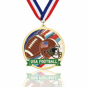 Médailles de football personnalisées en métal émaillé souple pour événements sportifs aux États-Unis - Product Image 1