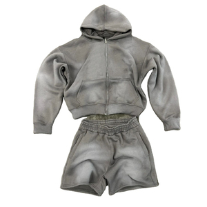 Nouvelle Arrivée : Ensembles Homme Sweat à Capuche et Short – Taille Personnalisée – Fabriqué au Pakistan – Effet Délavé Acide - Product Image 1