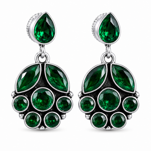 Trusted Supplier Brass Antique <b>Silver</b> Finish Green Onyx Trendy Flower Drop <b>Earrings</b> ARTS JEWELS Party Occasion-Wholesale Direct - Product Image 1