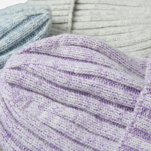 Bonnet en tricot côtelé crème pour femme, avec logo personnalisé, chaud pour l'hiver, bonnet extensible unisexe en gros - Product Image 6