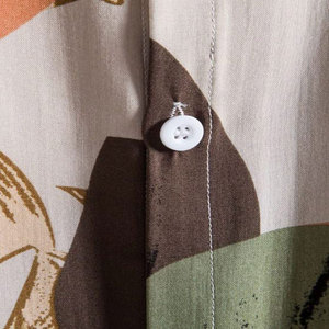 Camisa de algodón antiarrugas ajustada para hombre, cuello alto con botón a rayas, informal, negocios, vacaciones en la playa, manga corta, transpirable - Product Image 4