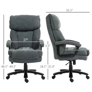 Sedia da Ufficio Direzionale, Capacità 450 libbre, Grande e Robusta, Grigia, Certificata BIFMA, Poggiatesta Regolabile, Materiale in Nylon - Product Image 3