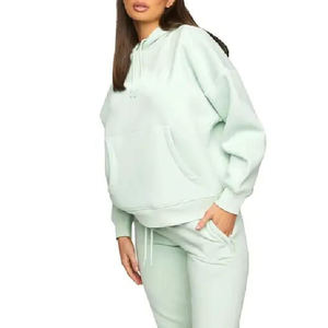 Conjunto Deportivo de Dos Piezas para Mujer, Manga Larga, Transpirable, Corte Regular, 100% Algodón, Ligero, Estampado Personalizado, Lavado Ácido, Color Sólido - Product Image 3