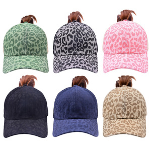 Leopard Print Ponytail Baseball <b>Cap</b> Women Adjustable 6-Panel Cotton Hat Spring <b>Summer</b> Casual Fashion <b>Cap</b> - Product Image 1
