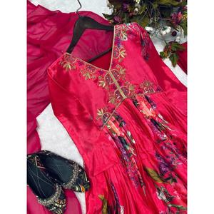 เสื้อลายปักผ้าลายแฟนซีผ้าชินอนด้านล่างสำหรับใส่ทำงานกับ dupatta RANI - Product Image 3