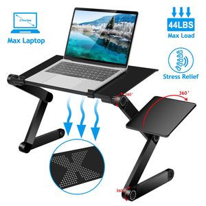 Tavolino Pieghevole in Lega di Alluminio per Laptop, Uso Domestico e da Viaggio, con Tappetino per Mouse e Vassoio per Colazione e Spuntini, per Notebook, PC e Tablet - Product Image 1