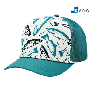 Casquette de baseball ajustable avec logo personnalisé, motif poisson brodé, dos en maille, idéale pour la pêche et les activités de plein air - Product Image 4