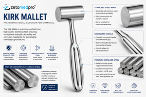 Maillet KIRK en acier inoxydable, tête de 1,5 pouce de diamètre, poids de 26 oz, ZETOMEDPRO - Product Image 3
