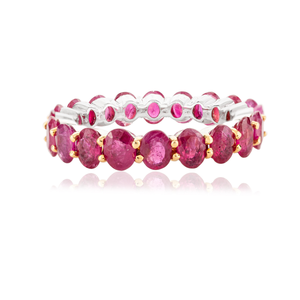 14K Solid Gold Genuine <b>Ruby</b> 4.67 Ct Full <b>Eternity</b> Wedding Band <b>Ring</b> - Product Image 2