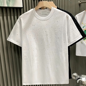 Camiseta de Moda con Estampado de Logotipo y Pedrería, 100% Algodón, Talla Grande para Hombre - Product Image 4