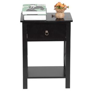 Comodino Moderno a 1 Cassetto con Ripiano Portaoggetti, Tavolino Laterale Nero in Noce Stile Mid-Century per Appartamento - Product Image 5