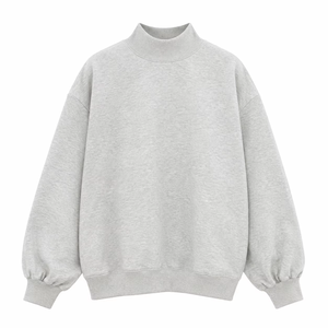 Sudadera Oversize de Cuello Alto con Efecto Diamantado, Estilo Urbano, Color Liso, para Mujer, con Logotipo Personalizado, Top Privado - Product Image 4