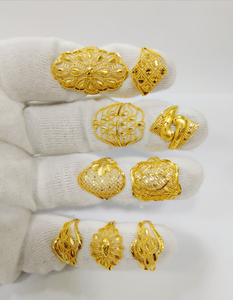 Colección de Anillos de Filigrana de Oro Turco de 22K para Mujer, Estilo Dubái, Anillos de Boda Florales Huecos, Joyería al por Mayor - Product Image 1