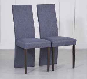 Sillas de Comedor Zen Asiáticas de Tela Premium para Bodas y Restaurantes, Base de Madera Gris, Hechas a Mano, Duraderas, Juego de 2 - Product Image 1