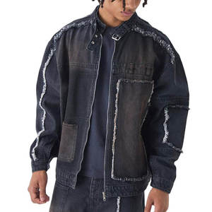 Manteau d'hiver classique streetwear sportif à capuche 2026, veste en jean délavé avec fermeture éclair décorative, logo frontal, coupe-vent - Product Image 5
