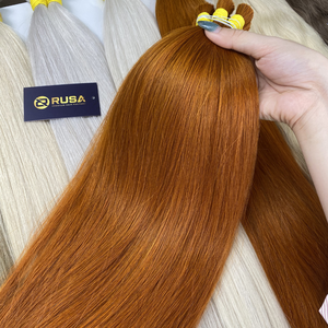RUSA Hair Extensions de cheveux humains vierges vietnamiens tendance, Super Double Drawn, trame simple, cheveux en vrac teints, 100g, pour tissage permanent, diverses variétés - Product Image 2