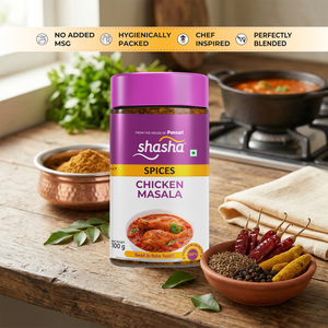 SHASHA Chicken Masala, Tarro de 100g – Auténtica Mezcla de Especias Indias para Curry de Pollo, Gravy, Asados y Recetas Tandoori - Product Image 3