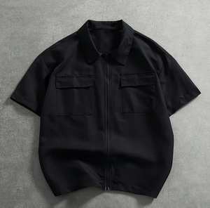 Trendy Oversized Street Style <b>High</b> Street <b>Shirt</b> Men Loose Fit Spandex/Cotton Blend Breathable Short Sleeve O-Neck Vintage - Product Image 1
