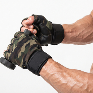 Gants de musculation camouflage avec support pour le poignet, antidérapants, fermeture à boucle réglable, gants d'entraînement de force unisexes - Product Image 6