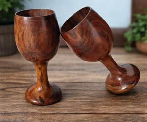 Ensemble de gobelets à vin en bois faits à la main, design classique, incassables, lavables au lave-vaisselle, écologiques, pour les fêtes - Product Image 3