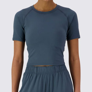 Ropa de Gimnasio para Mujer, Camiseta Corta de Alta Compresión para Verano, Camiseta Corta Deportiva de Moda para Gimnasio al Aire Libre - Product Image 1