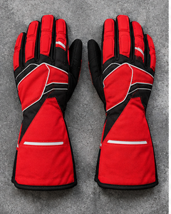 Gants de course rouges et noirs à doigts entiers compatibles avec les écrans tactiles, en PU, à manchette longue, pour l'hiver, motocross, unisexe, imperméables, légers, antidérapants - Product Image 5
