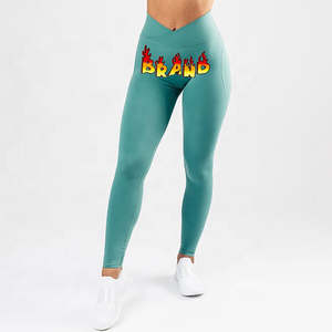 Leggings de Mujer de Alta Calidad Personalizados, Nuevo Diseño, Elásticos, de Cintura Alta, Transpirables y Cálidos para Invierno, Uso en el Gimnasio, Patrón Lineal - Product Image 1