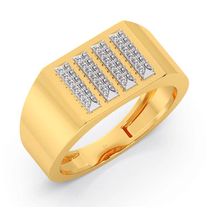 แหวนตราประทับทองคำประดับเพชรสี่แถว - Product Image 3