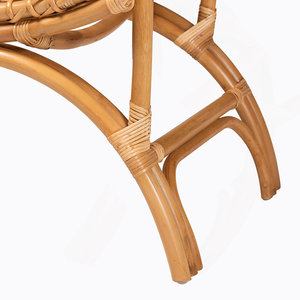 Fauteuil en rotin naturel fait main, chaise longue en osier avec dossier décoratif à tissage ouvert et pieds courbés pour l'ameublement de la maison - Product Image 3