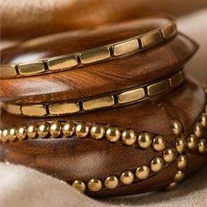 Rizir Fashion Handmade Wooden <b>Bangle</b> <b>Set</b> Zinc Alloy Stackable Geometric Christian Bohemian 14K <b>Gold</b> Plated Women's Bulk - Product Image 3