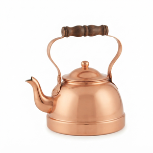 Bouilloire à thé en cuivre gravée à la main avec poignée en bois, théière vintage pour cuisinière, chauffe-eau, pot de service traditionnel pour café - Product Image 1