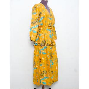 Vestido maxi elegante informal al por mayor para mujer, estilo sencillo, 100% algodón puro, estampado floral, vestido natural para mujer - Product Image 5